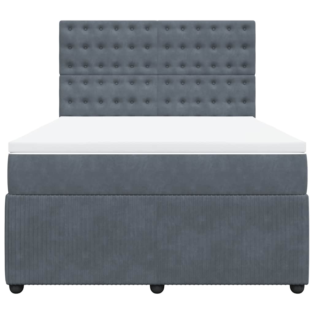 Boxspringbett mit Matratze Dunkelgrau 140x190 cm Samt
