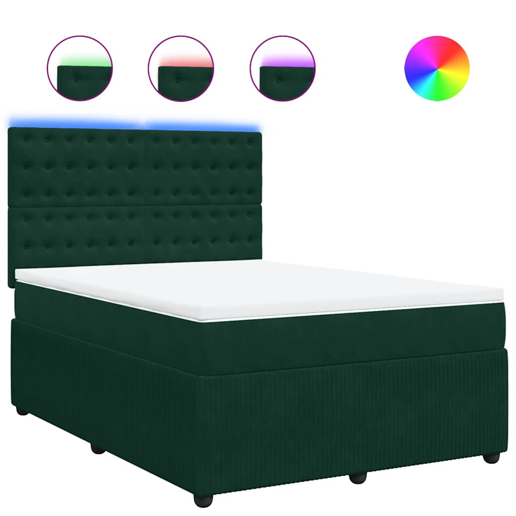 Boxspringbett mit Matratze Dunkelgrün 140x190 cm Samt