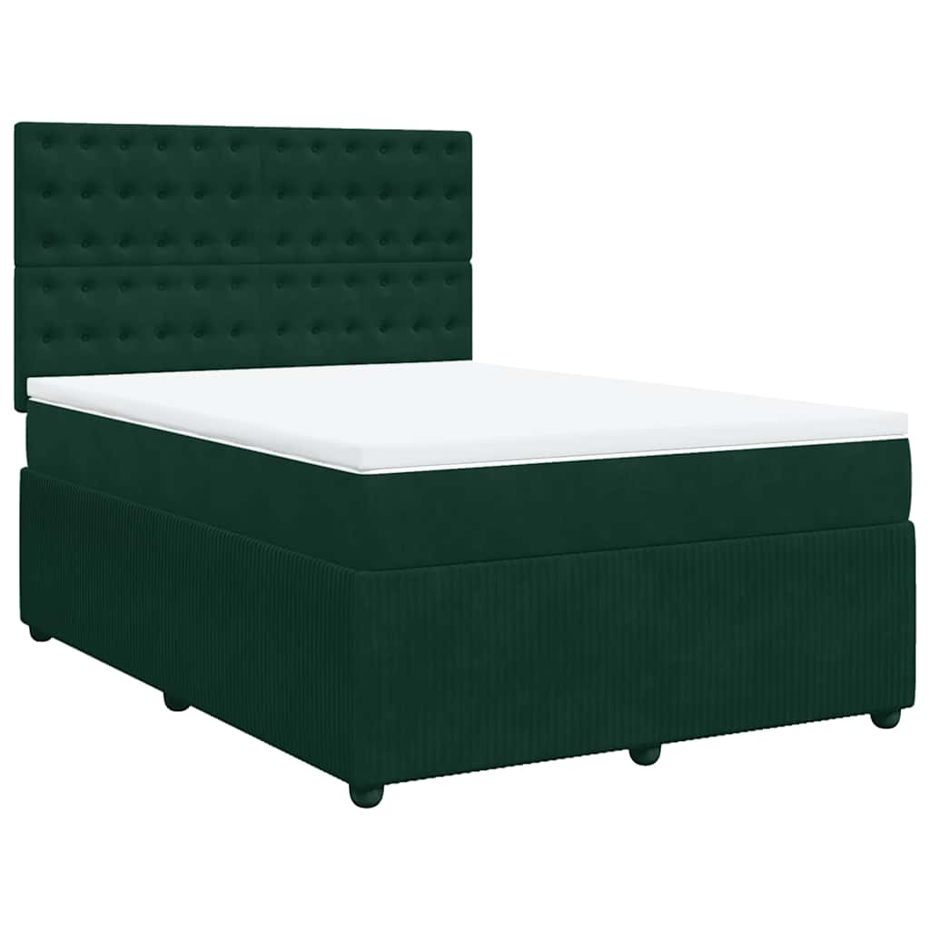 Boxspringbett mit Matratze Dunkelgrün 140x190 cm Samt