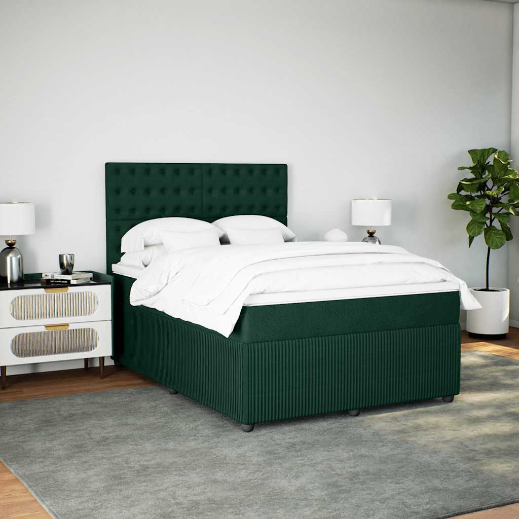 Boxspringbett mit Matratze Dunkelgrün 140x190 cm Samt