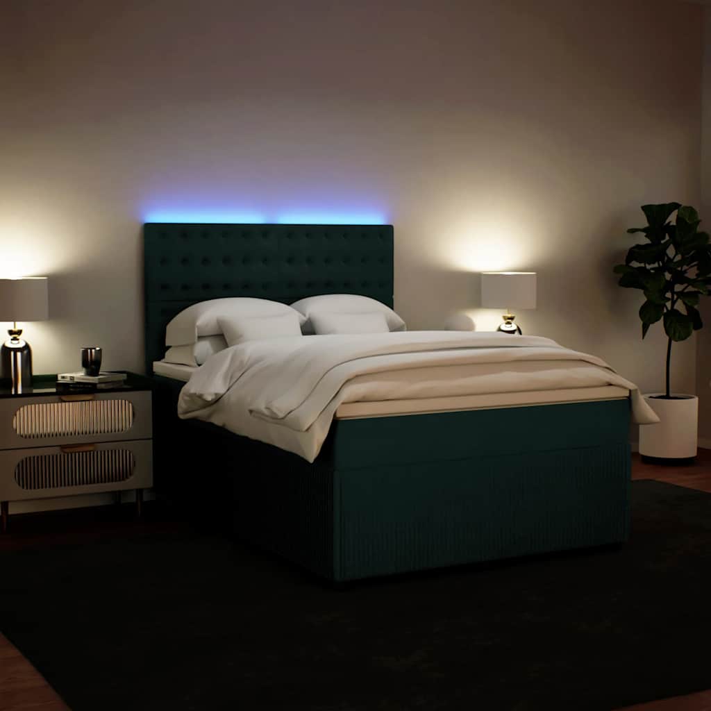 Boxspringbett mit Matratze Dunkelgrün 140x190 cm Samt