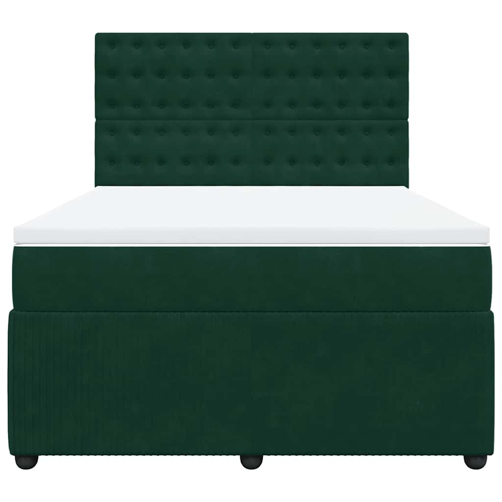 Boxspringbett mit Matratze Dunkelgrün 140x190 cm Samt