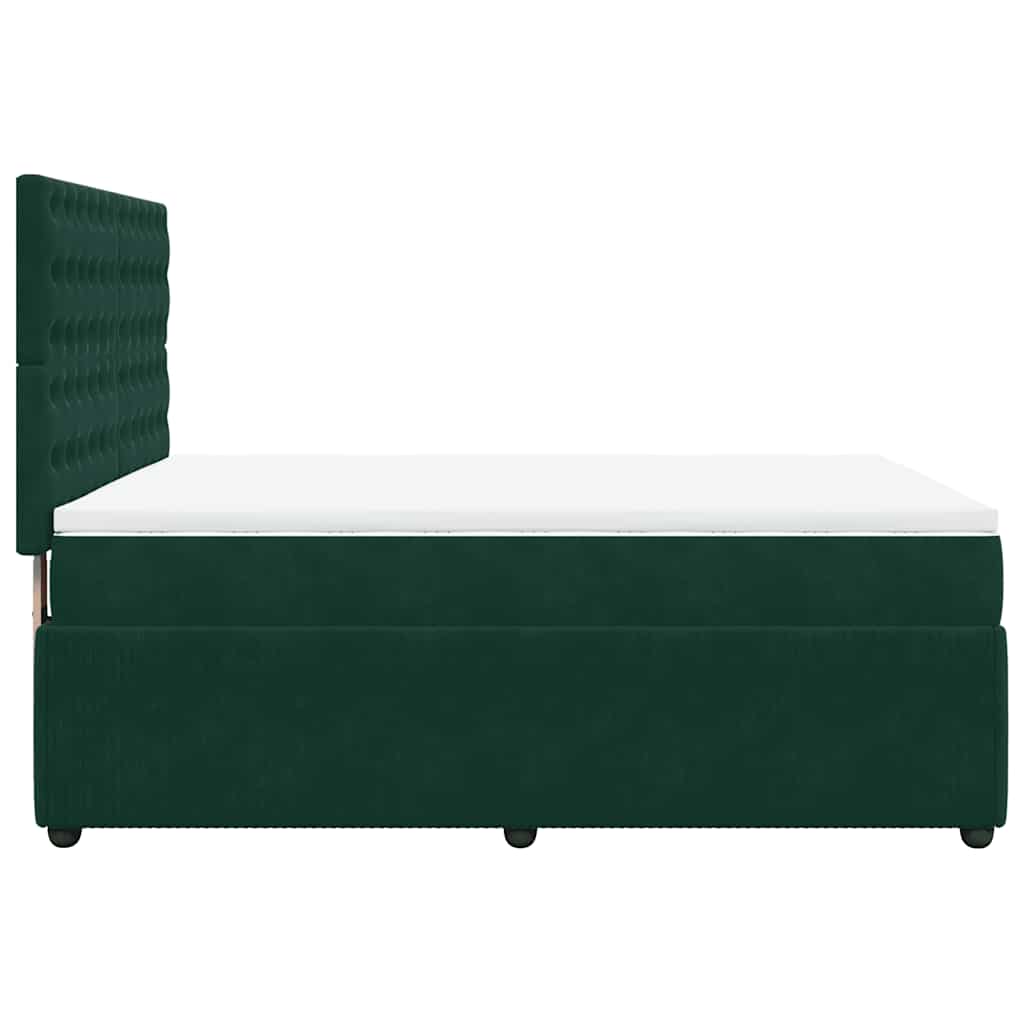 Boxspringbett mit Matratze Dunkelgrün 140x190 cm Samt