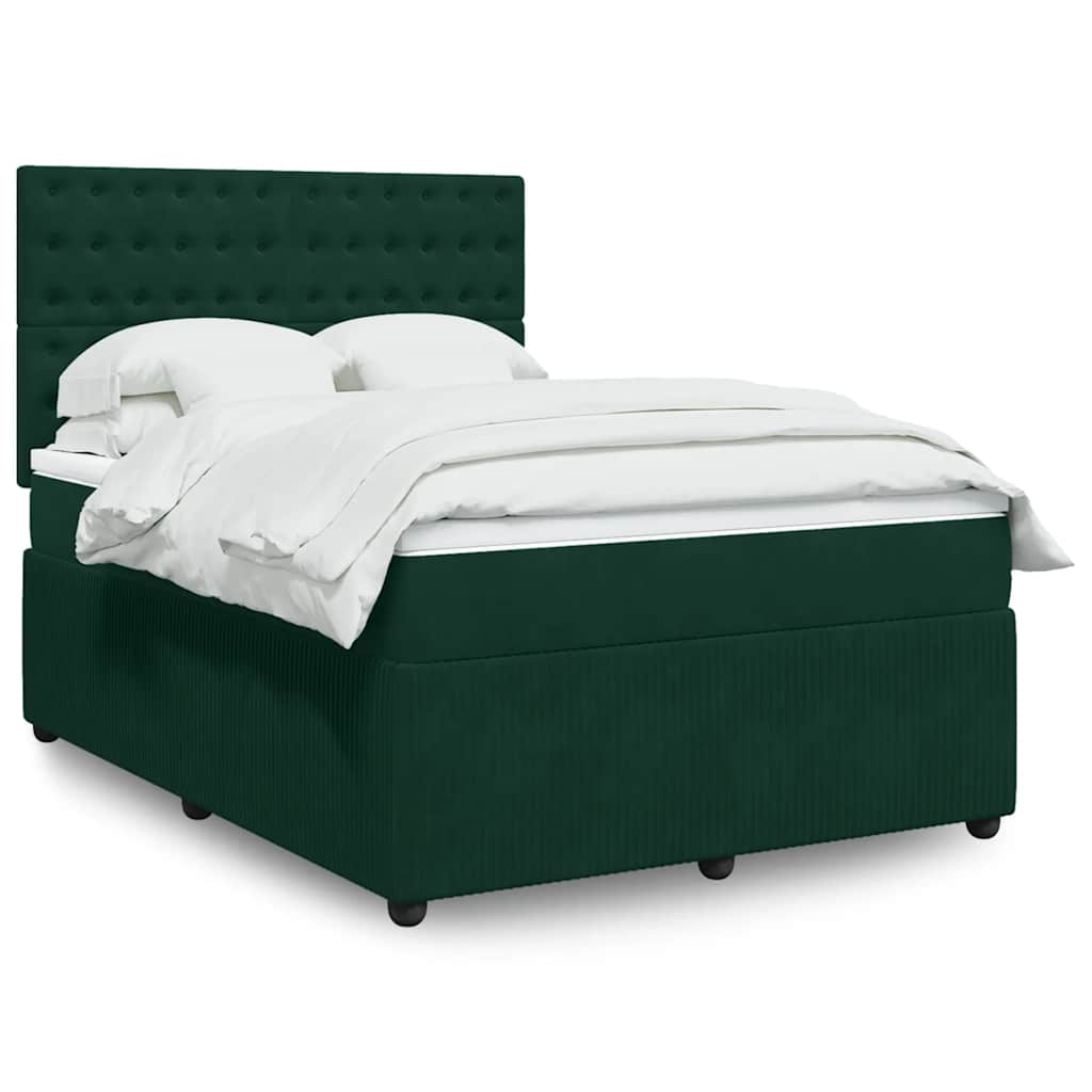 Boxspringbett mit Matratze Dunkelgrün 140x190 cm Samt