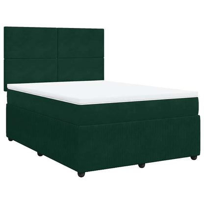 Boxspringbett mit Matratze Dunkelgrün 140x200 cm Samt