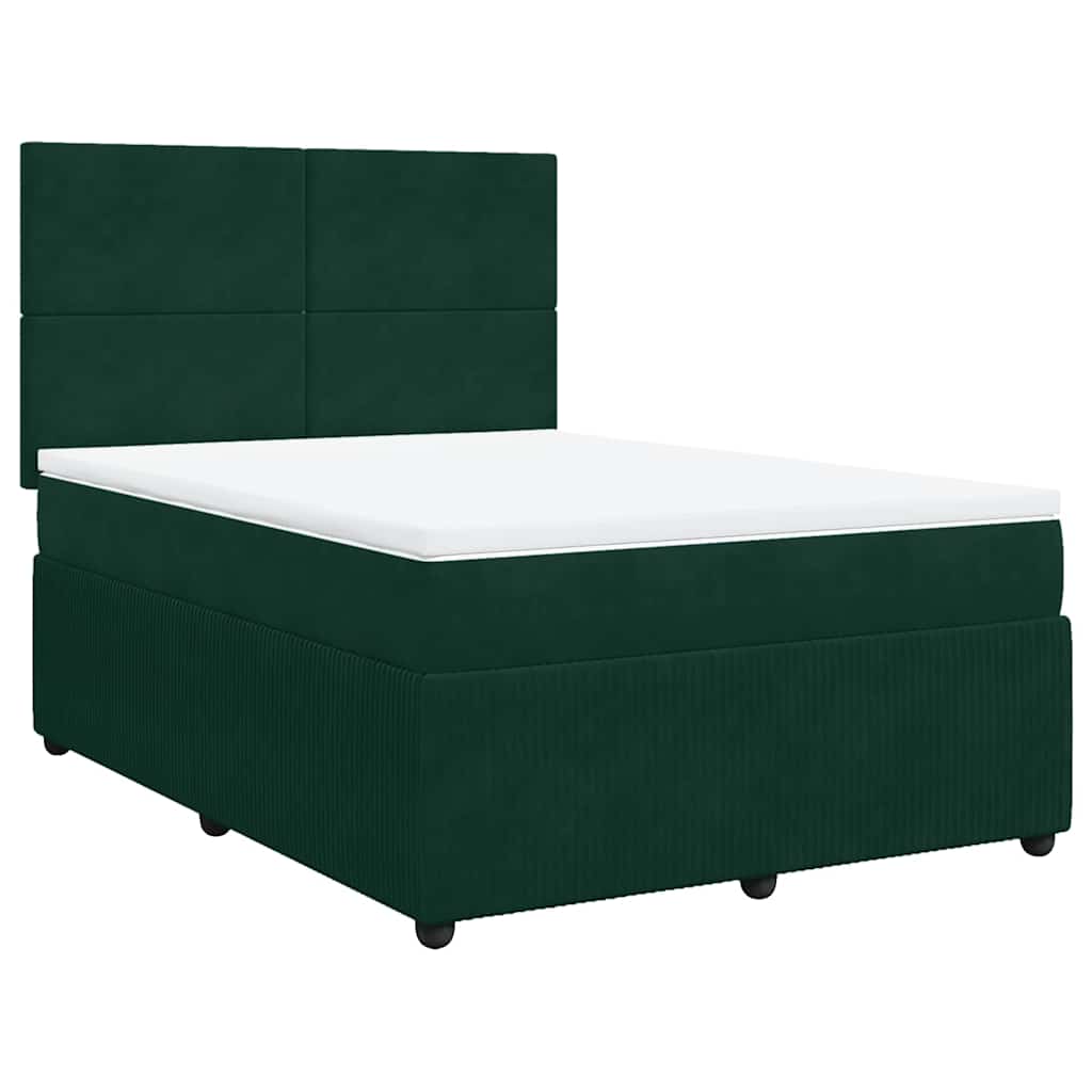 Boxspringbett mit Matratze Dunkelgrün 140x200 cm Samt