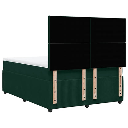 Boxspringbett mit Matratze Dunkelgrün 140x200 cm Samt