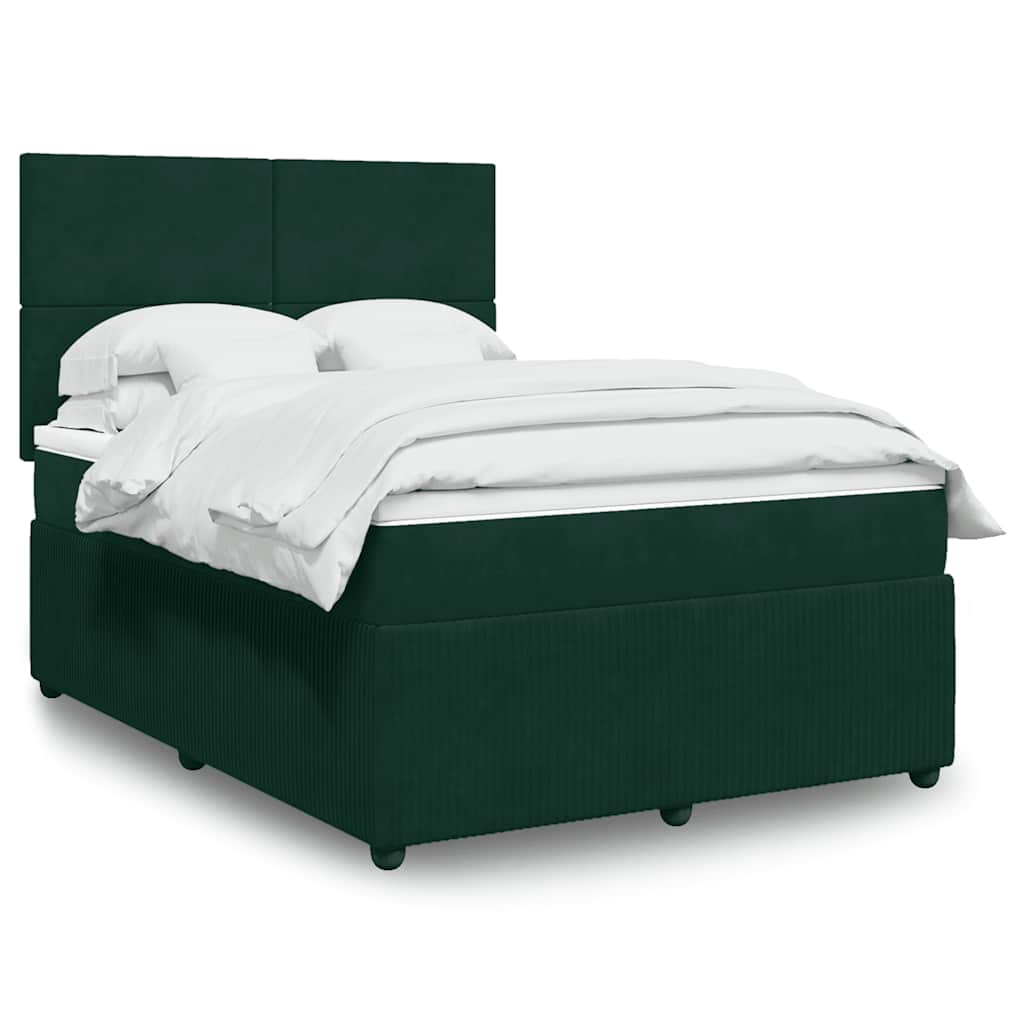 Boxspringbett mit Matratze Dunkelgrün 140x200 cm Samt