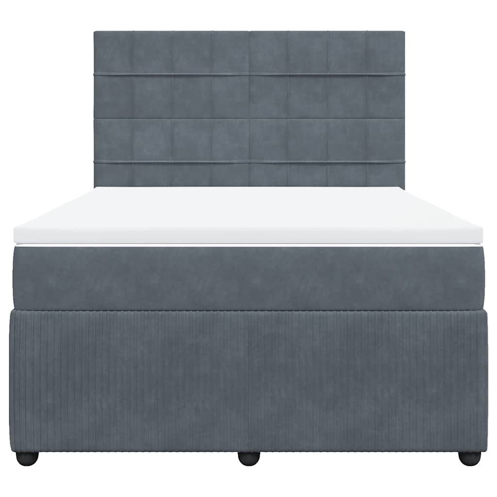 Boxspringbett mit Matratze Dunkelgrau 140x200 cm Samt