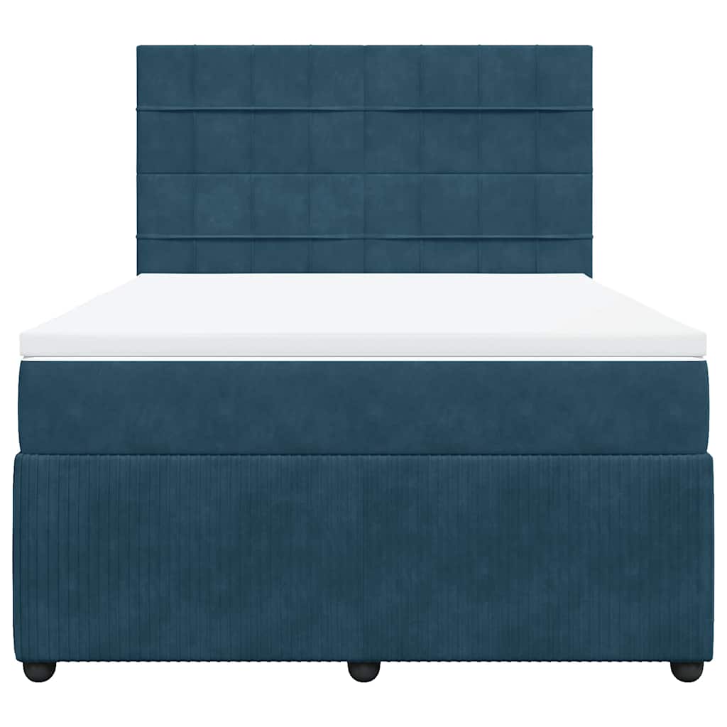 Boxspringbett mit Matratze Blau 140x200 cm Samt