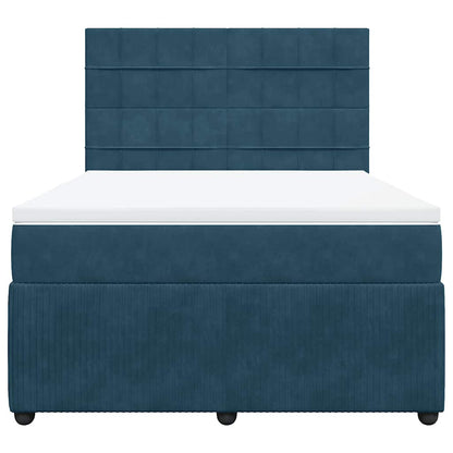 Boxspringbett mit Matratze Blau 140x200 cm Samt