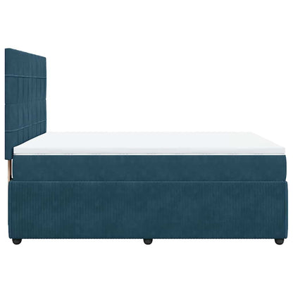 Boxspringbett mit Matratze Blau 140x200 cm Samt