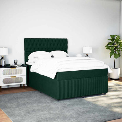 Boxspringbett mit Matratze Dunkelgrün 140x200 cm Samt