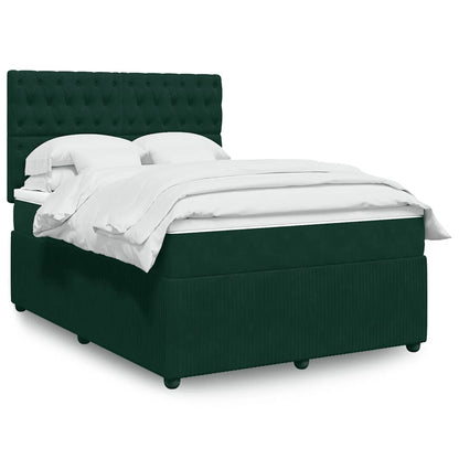 Boxspringbett mit Matratze Dunkelgrün 140x200 cm Samt