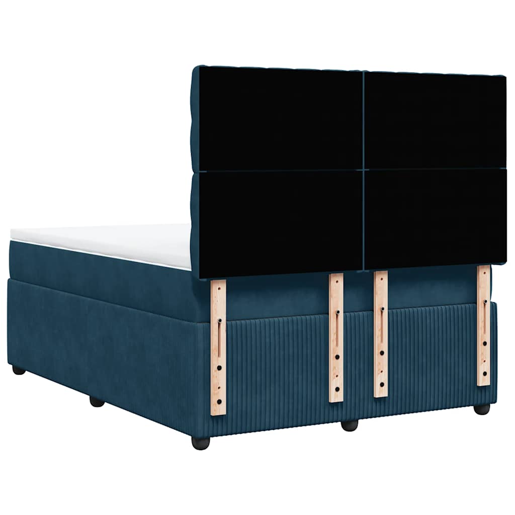 Boxspringbett mit Matratze Blau 140x200 cm Samt