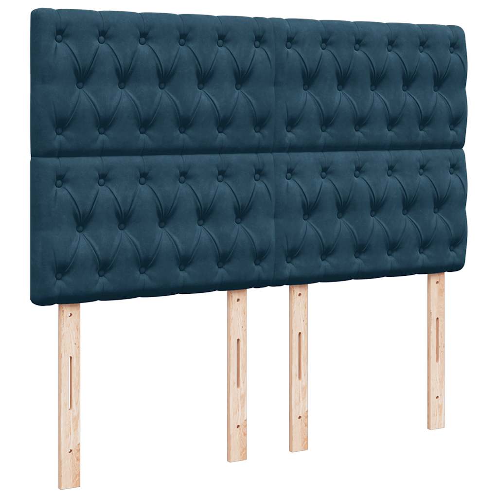 Boxspringbett mit Matratze Blau 140x200 cm Samt