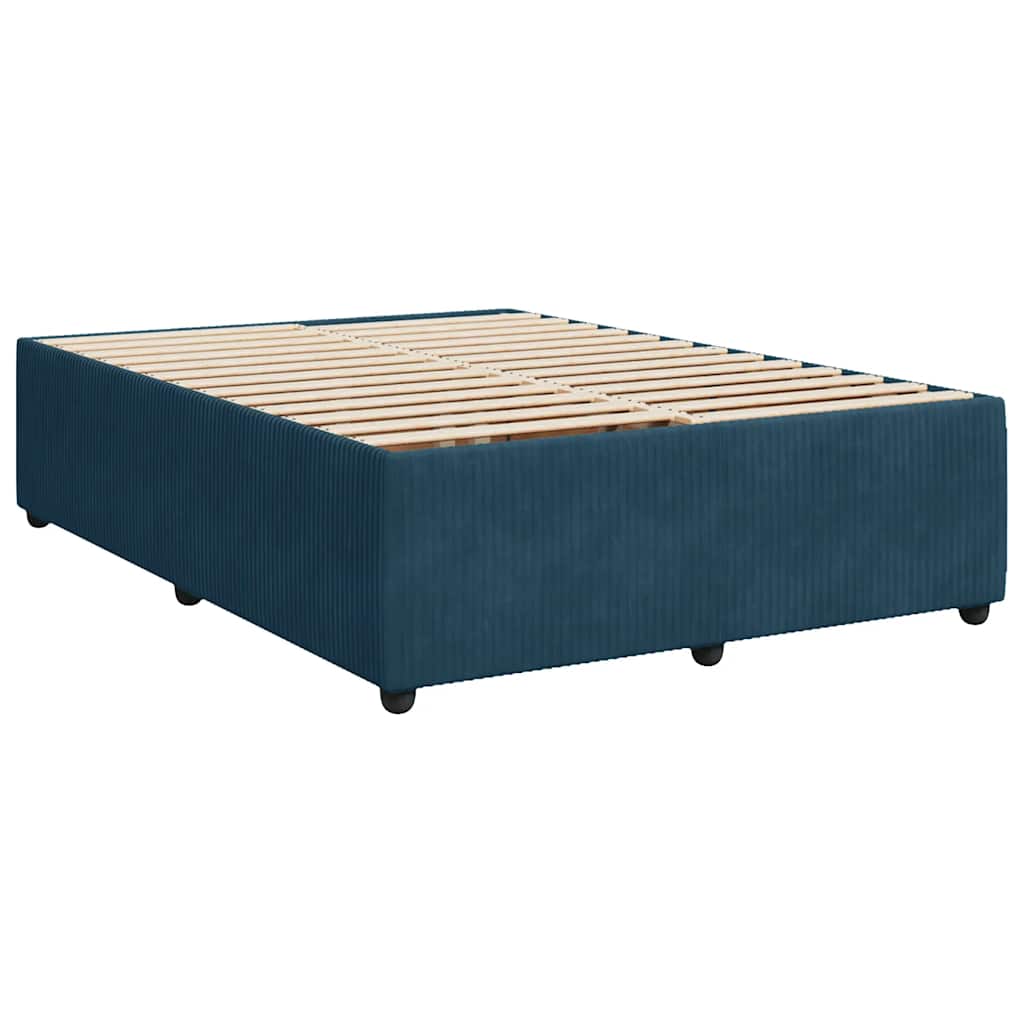 Boxspringbett mit Matratze Blau 140x200 cm Samt