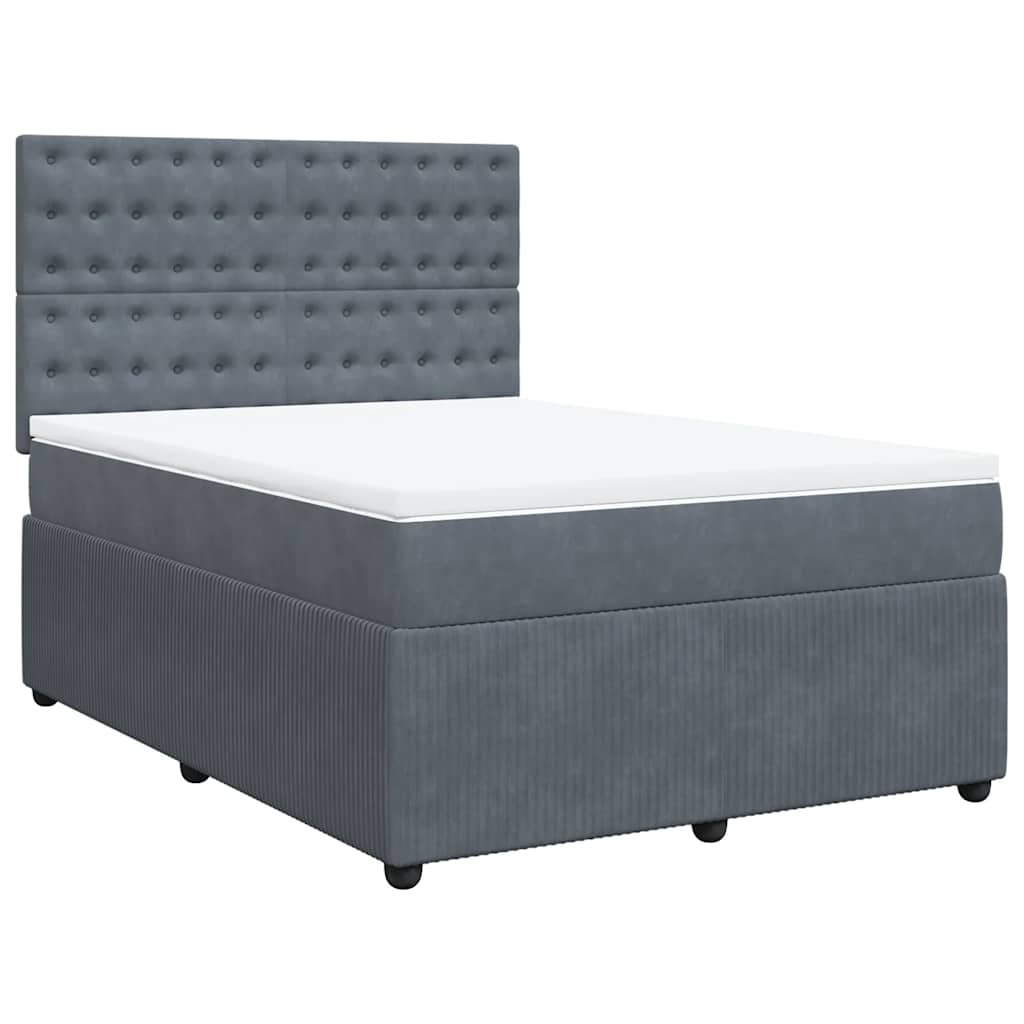 Boxspringbett mit Matratze Dunkelgrau 140x200 cm Samt