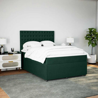 Boxspringbett mit Matratze Dunkelgrün 140x200 cm Samt