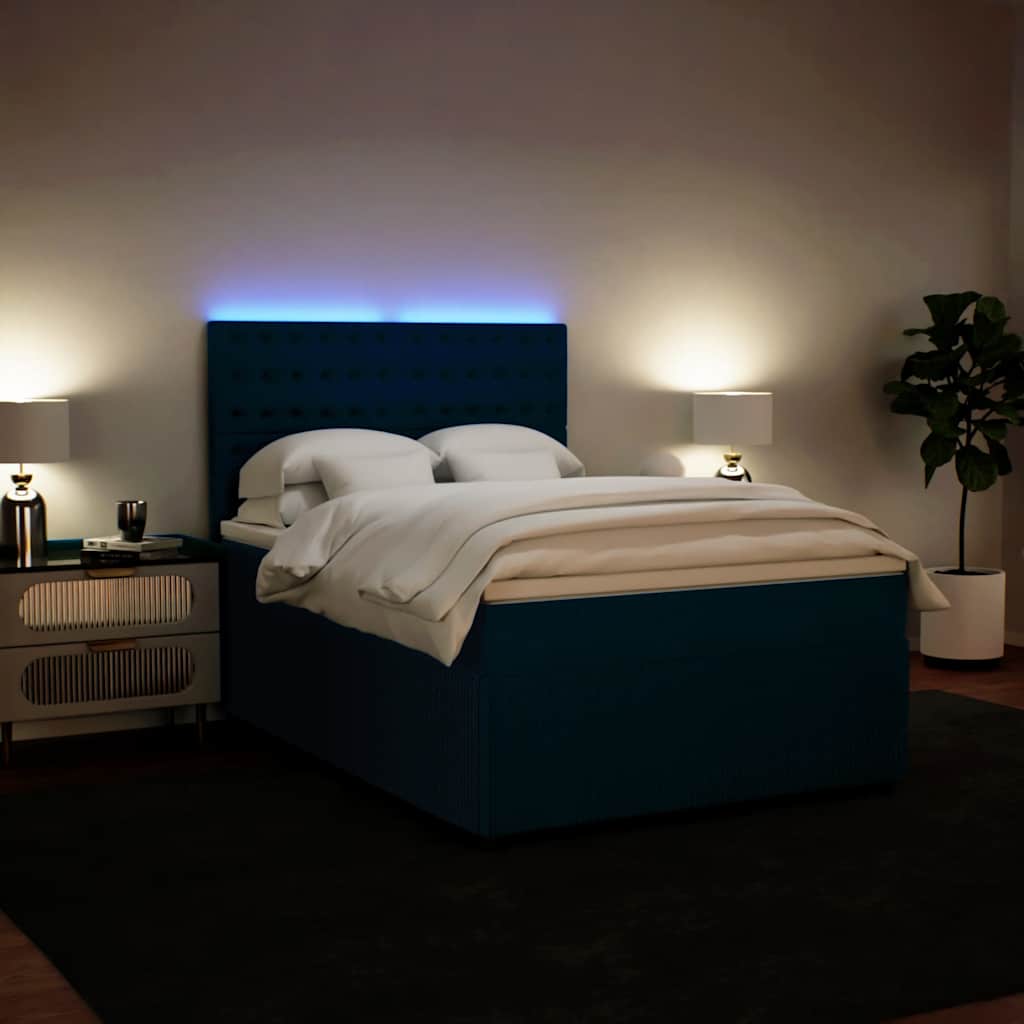 Boxspringbett mit Matratze Blau 140x200 cm Samt