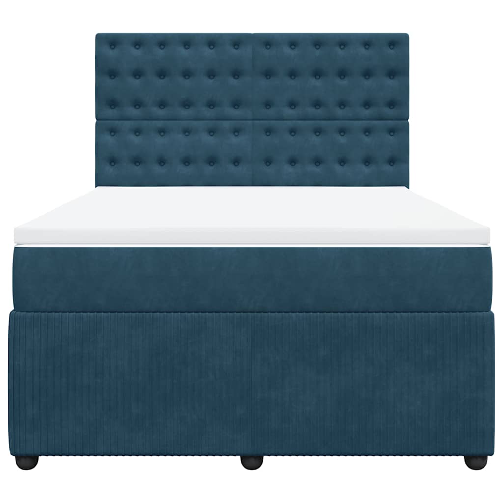 Boxspringbett mit Matratze Blau 140x200 cm Samt