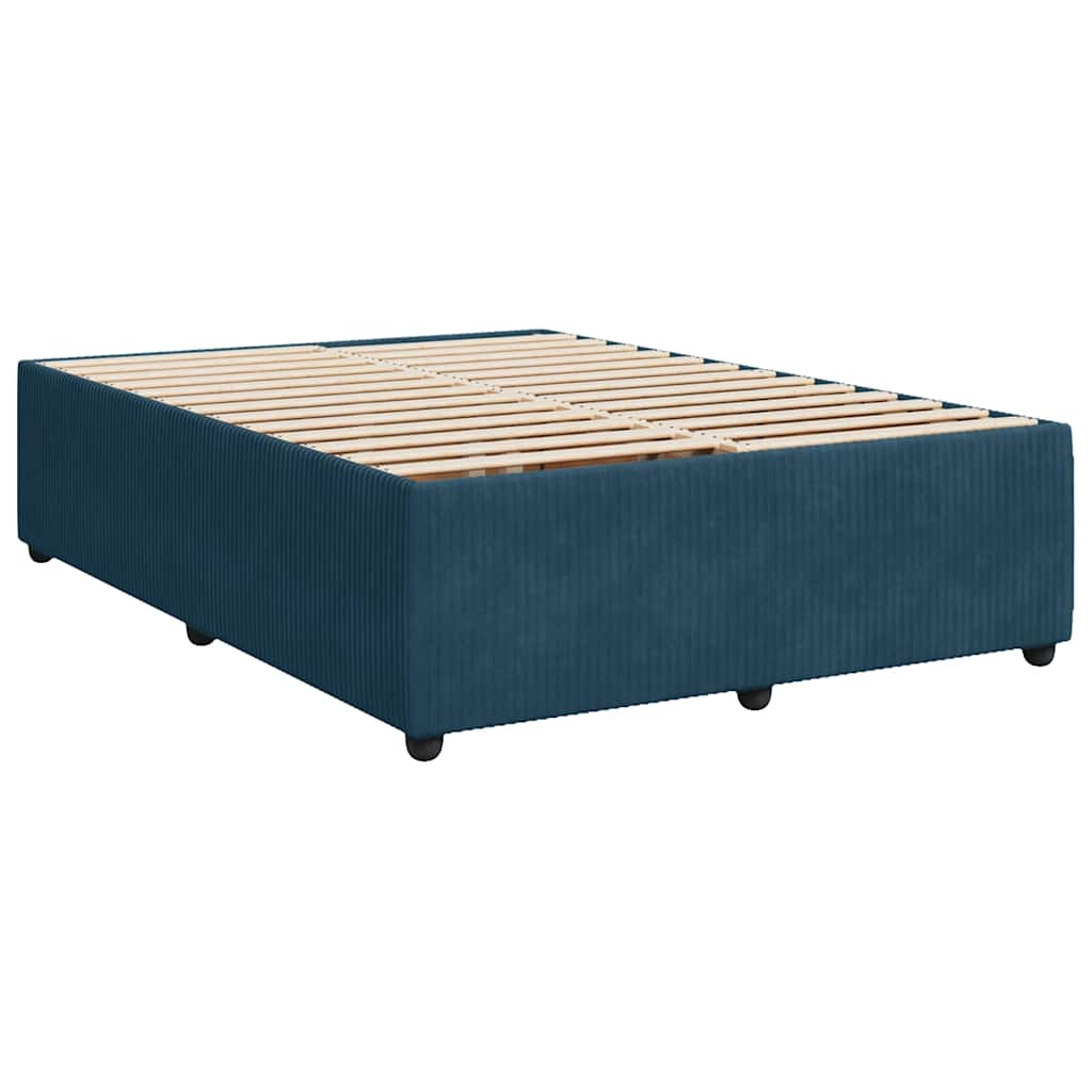 Boxspringbett mit Matratze Blau 140x200 cm Samt