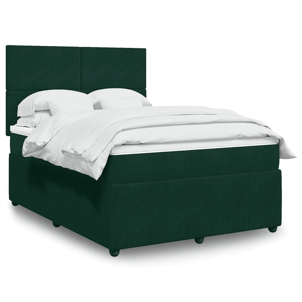 Boxspringbett mit Matratze Dunkelgrün 160x200 cm Samt
