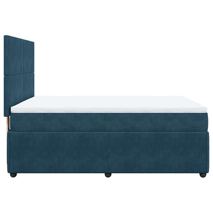 Boxspringbett mit Matratze Blau 160x200 cm Samt