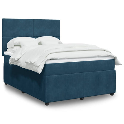 Boxspringbett mit Matratze Blau 160x200 cm Samt