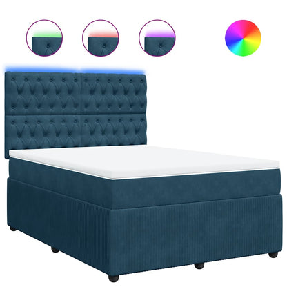 Boxspringbett mit Matratze Blau 160x200 cm Samt