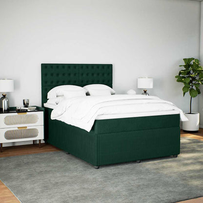 Boxspringbett mit Matratze Dunkelgrün 160x200 cm Samt