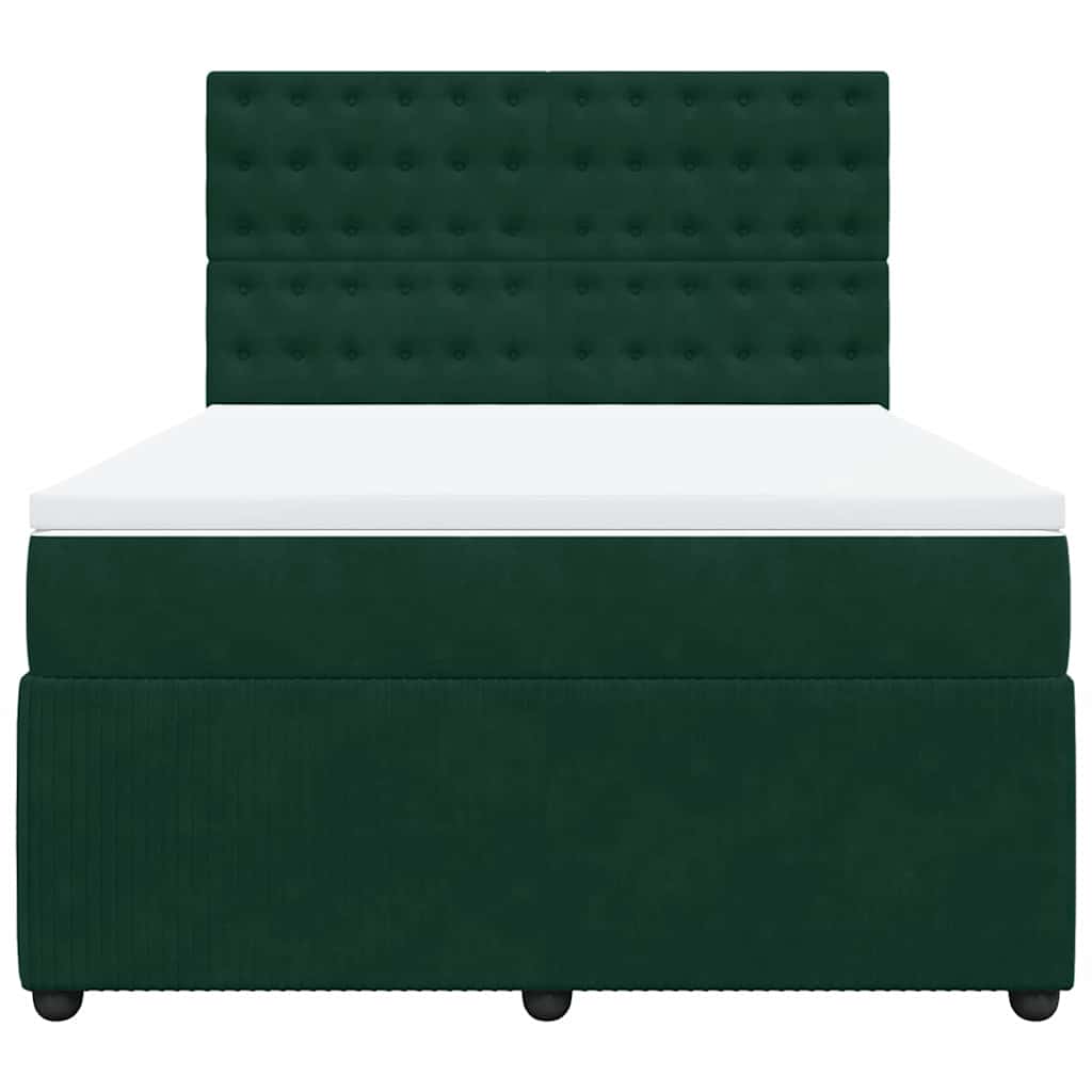Boxspringbett mit Matratze Dunkelgrün 160x200 cm Samt