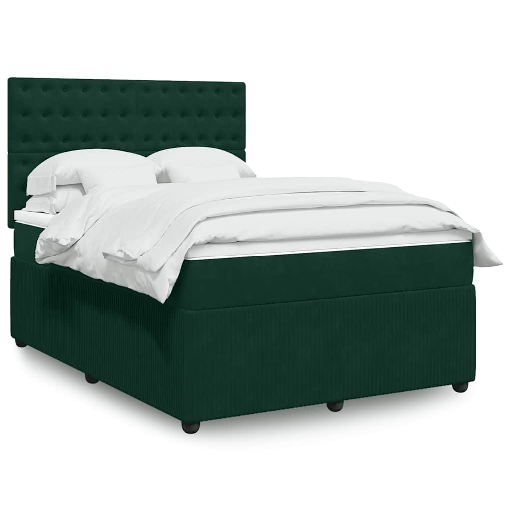 Boxspringbett mit Matratze Dunkelgrün 160x200 cm Samt
