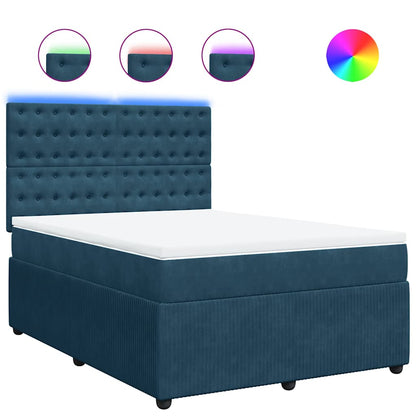 Boxspringbett mit Matratze Blau 160x200 cm Samt