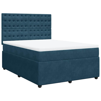 Boxspringbett mit Matratze Blau 160x200 cm Samt