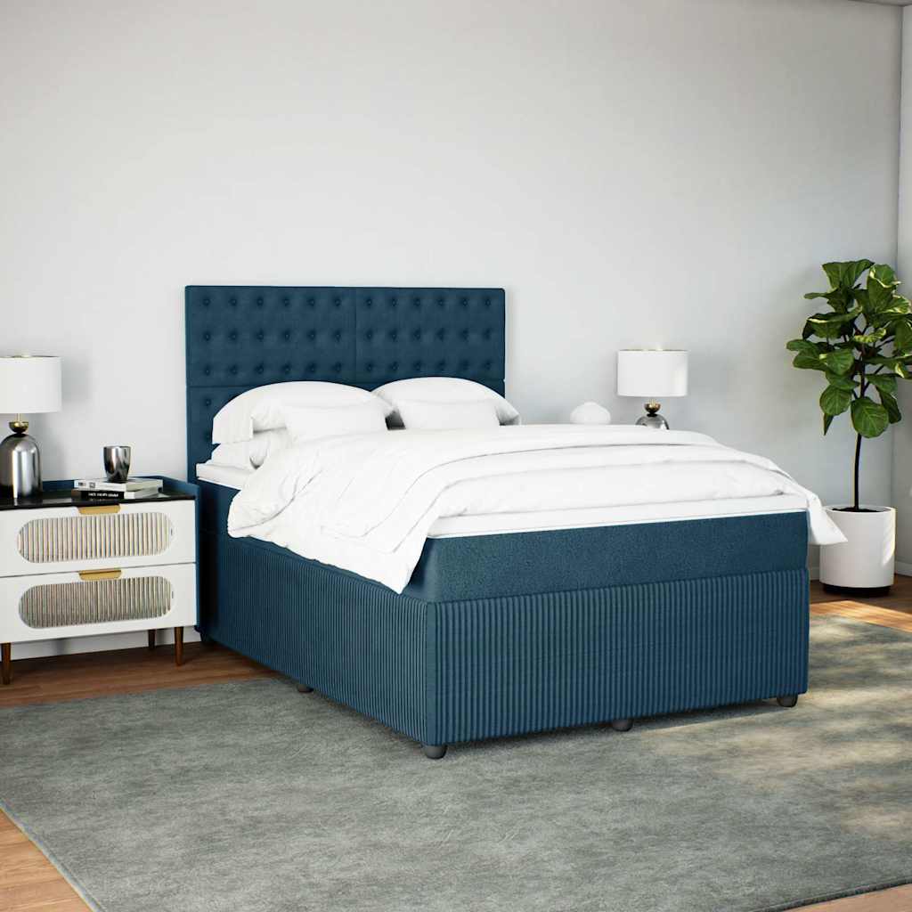 Boxspringbett mit Matratze Blau 160x200 cm Samt
