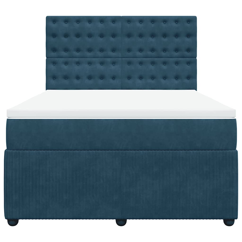 Boxspringbett mit Matratze Blau 160x200 cm Samt