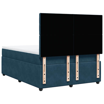 Boxspringbett mit Matratze Blau 160x200 cm Samt
