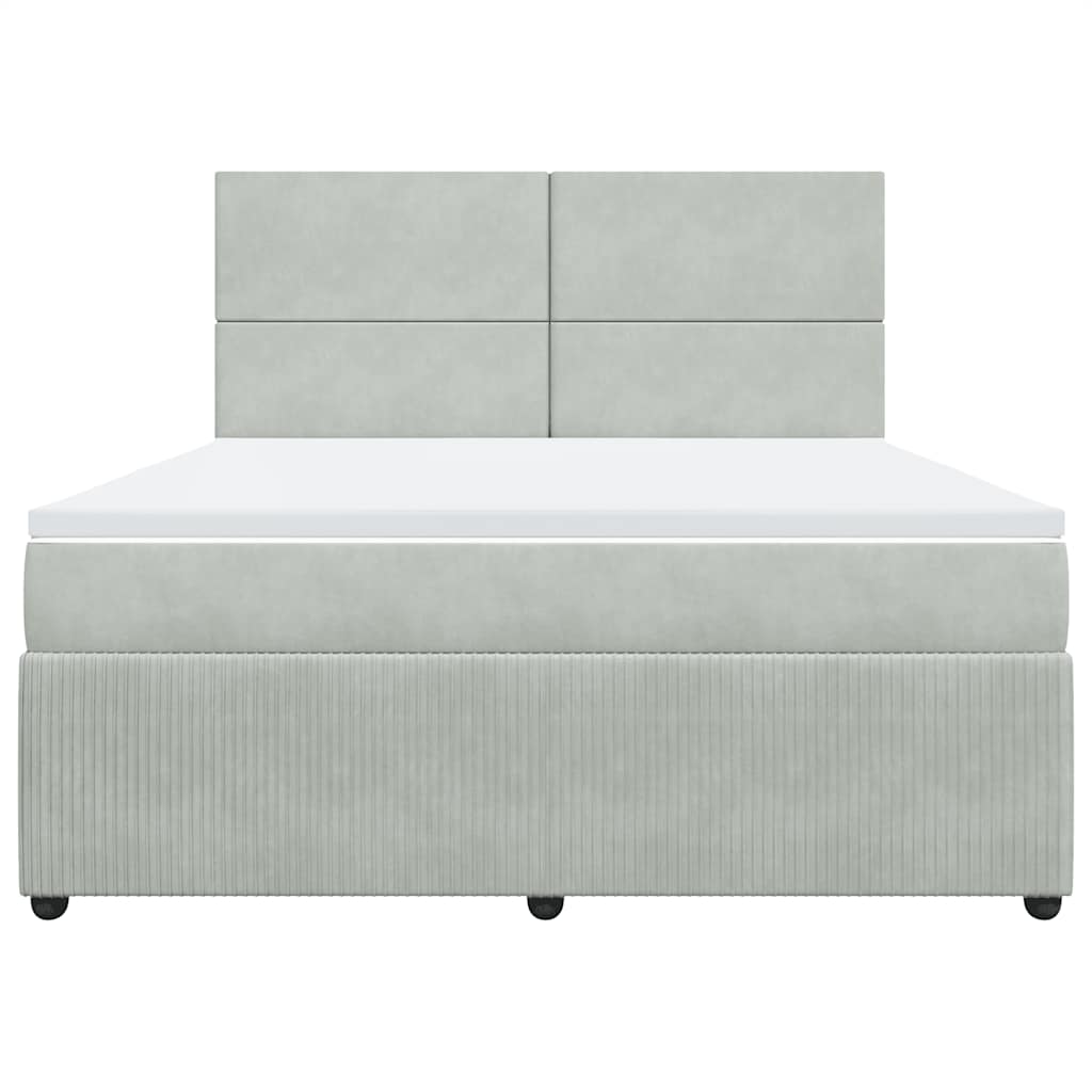 Boxspringbett mit Matratze Hellgrau 180x200 cm Samt