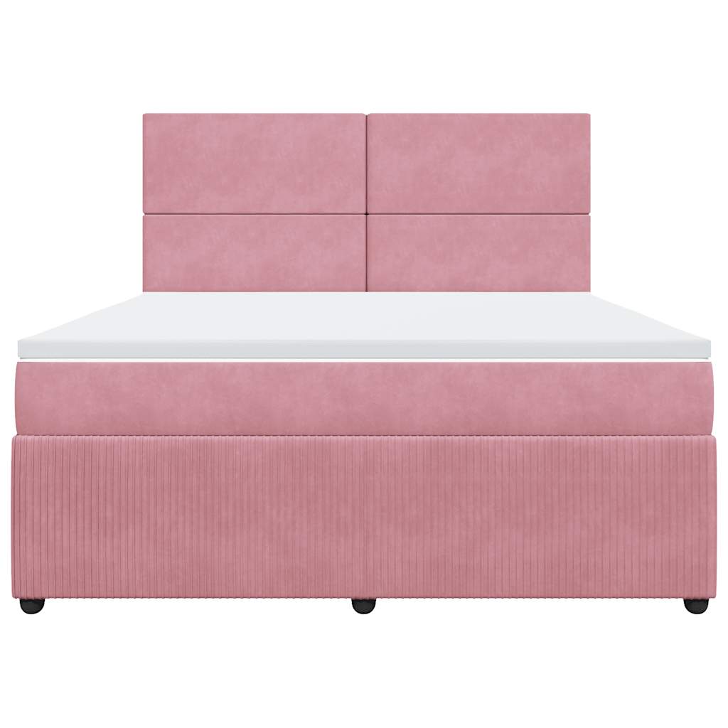 Boxspringbett mit Matratze Rosa 180x200 cm Samt