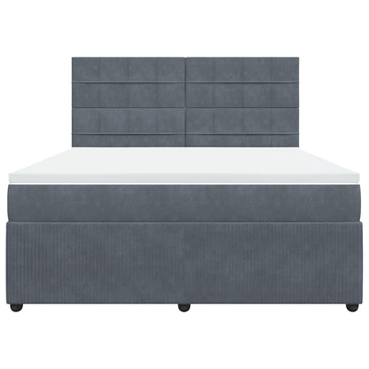 Boxspringbett mit Matratze Dunkelgrau 180x200 cm Samt