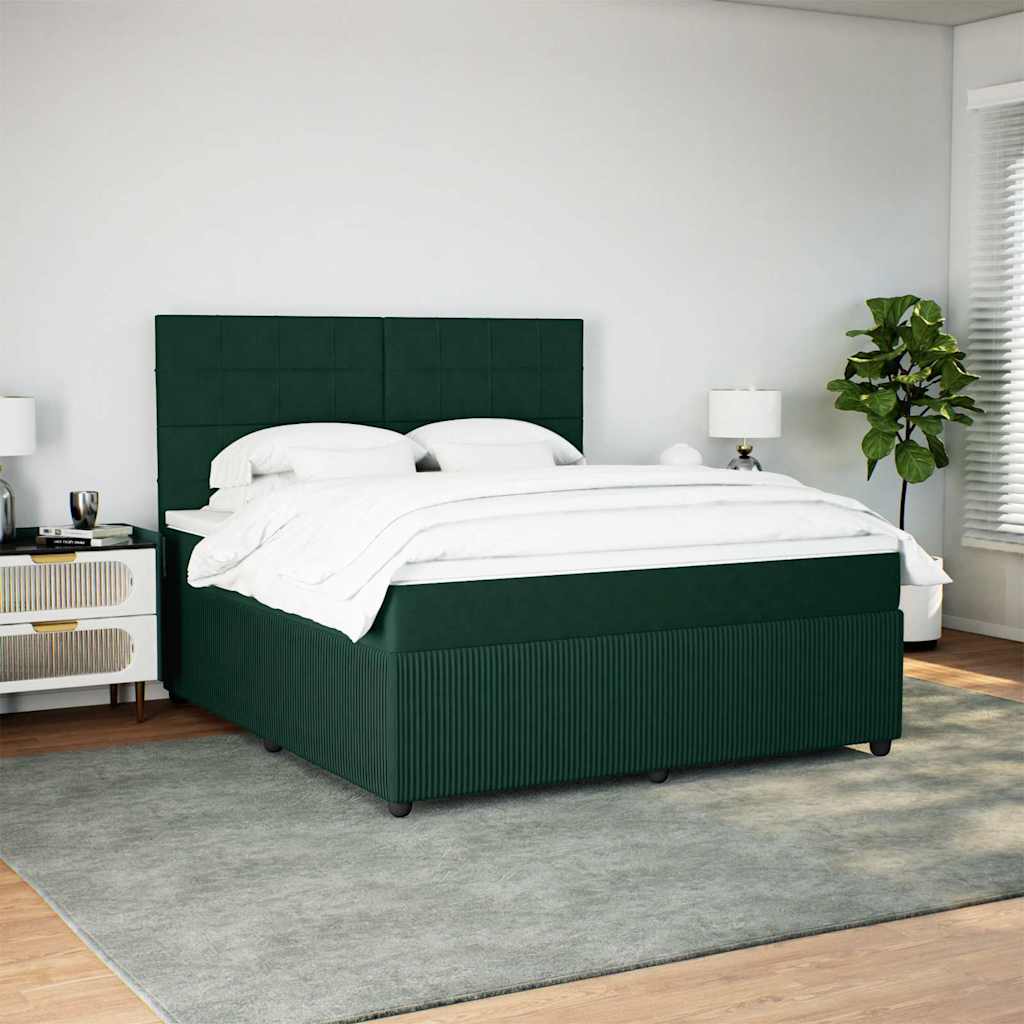 Boxspringbett mit Matratze Dunkelgrün 180x200 cm Samt