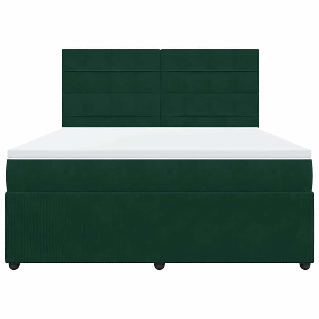 Boxspringbett mit Matratze Dunkelgrün 180x200 cm Samt