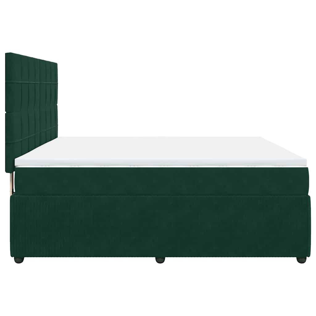 Boxspringbett mit Matratze Dunkelgrün 180x200 cm Samt
