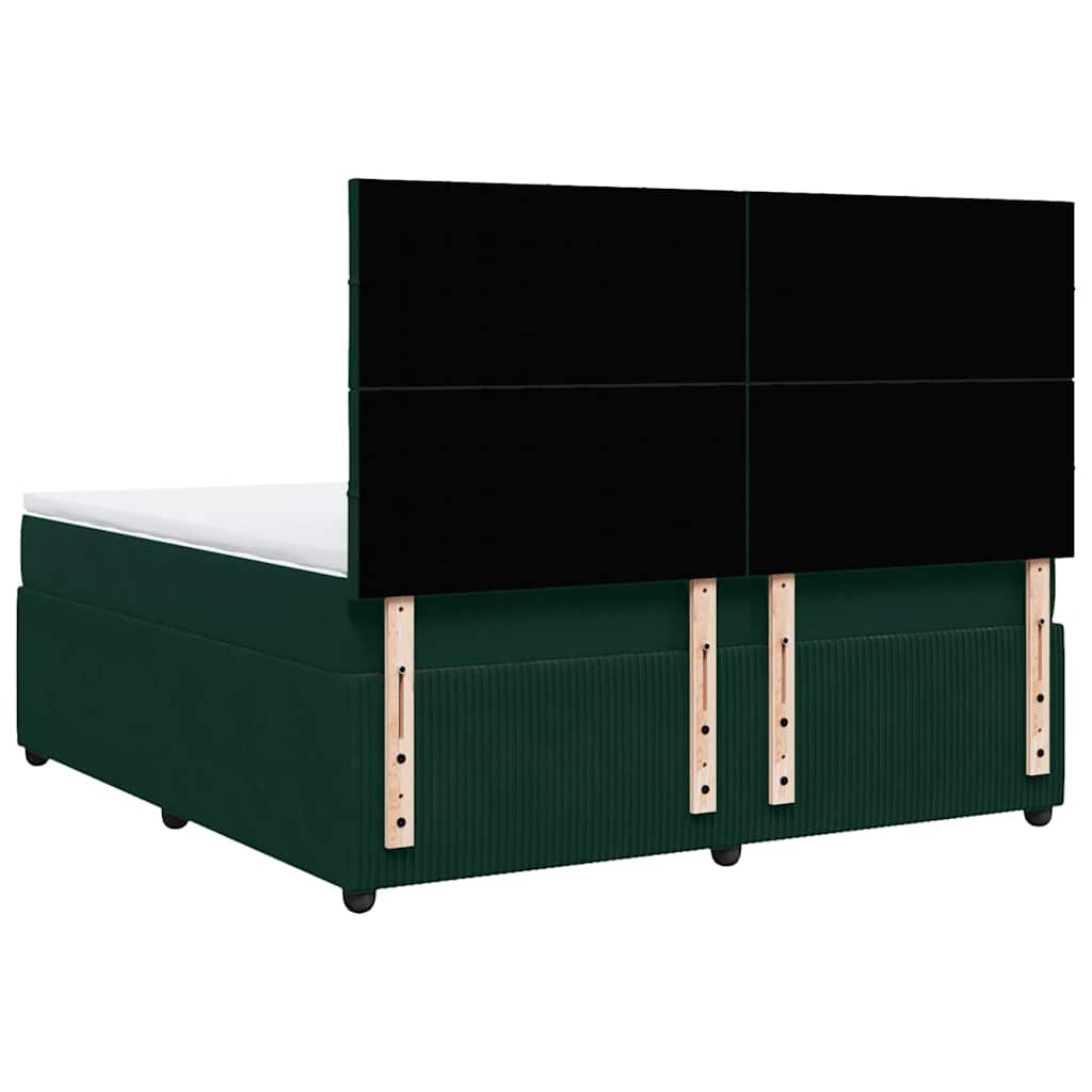 Boxspringbett mit Matratze Dunkelgrün 180x200 cm Samt