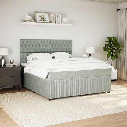 Boxspringbett mit Matratze Hellgrau 180x200 cm Samt