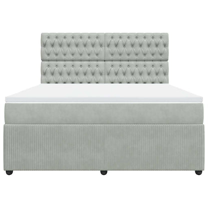 Boxspringbett mit Matratze Hellgrau 180x200 cm Samt