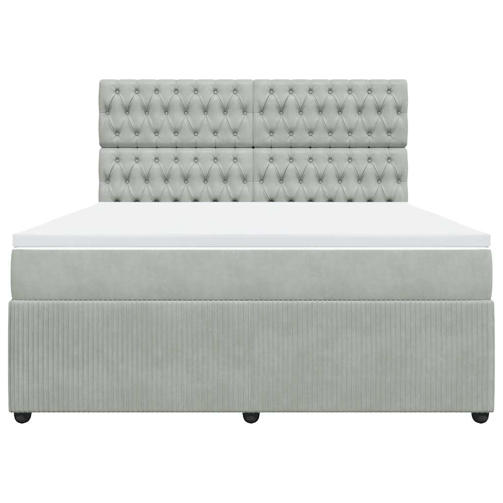 Boxspringbett mit Matratze Hellgrau 180x200 cm Samt
