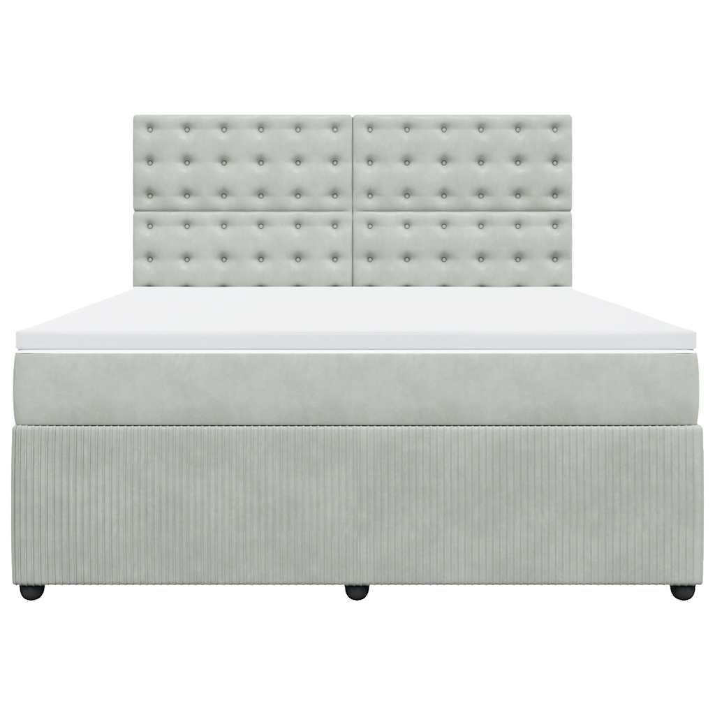 Boxspringbett mit Matratze Hellgrau 180x200 cm Samt