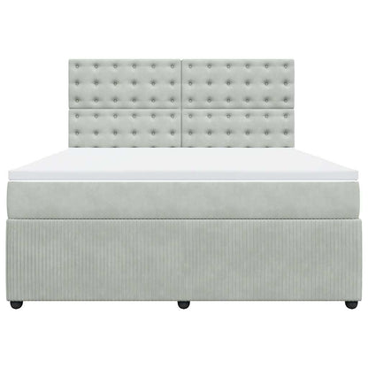 Boxspringbett mit Matratze Hellgrau 180x200 cm Samt